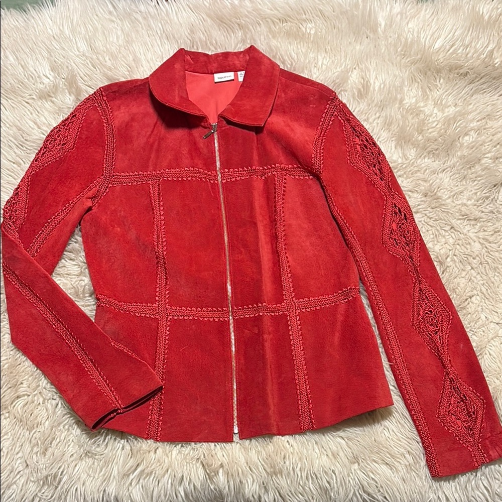 Red leather jacket